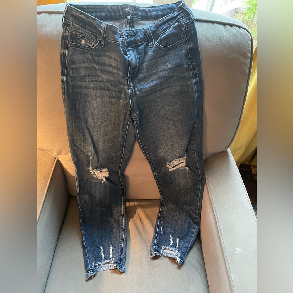 Celebrity Pink Mid Rise Ankle Distressed Jeans